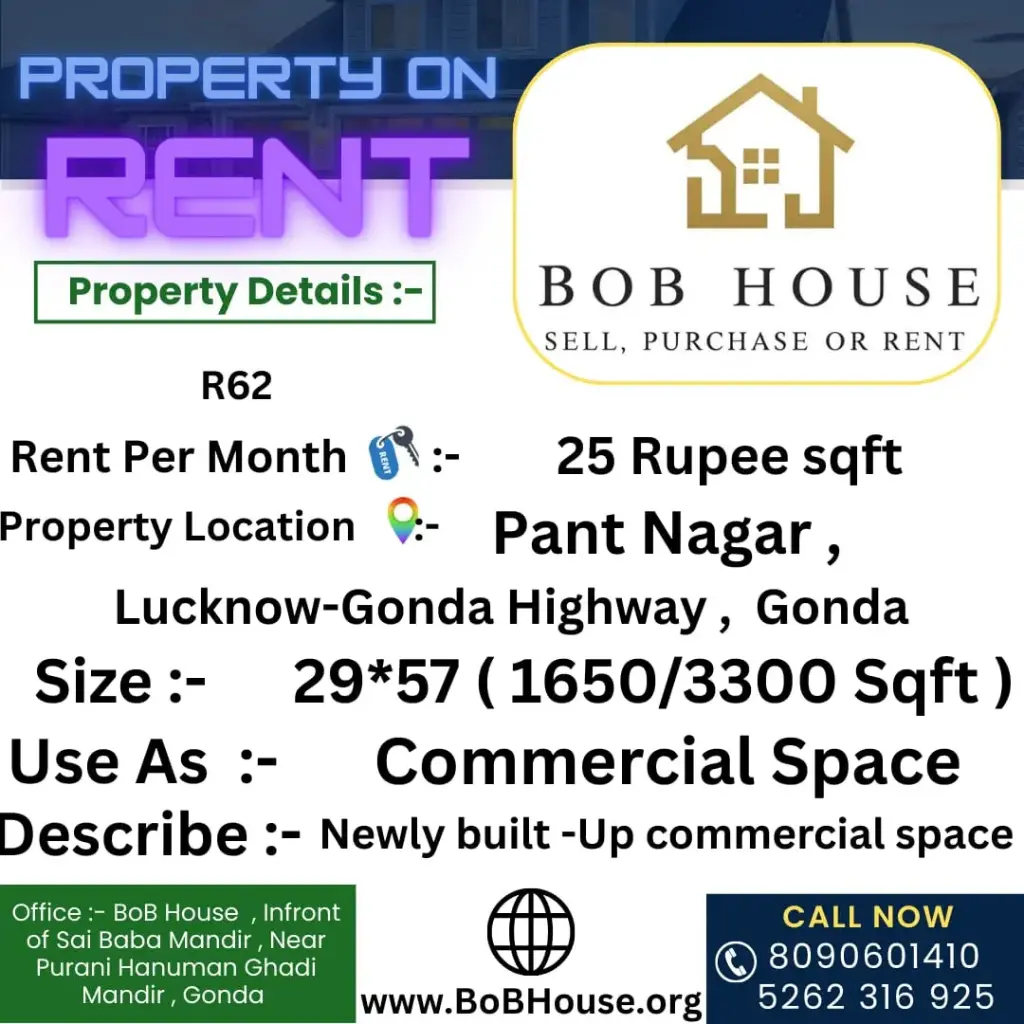 R61 , 1650/3300 SQFT COMMERCIAL AREA ON RENT , PANTNAGAR , LUCKNOW-GONDA HIGHWAY , GONDA