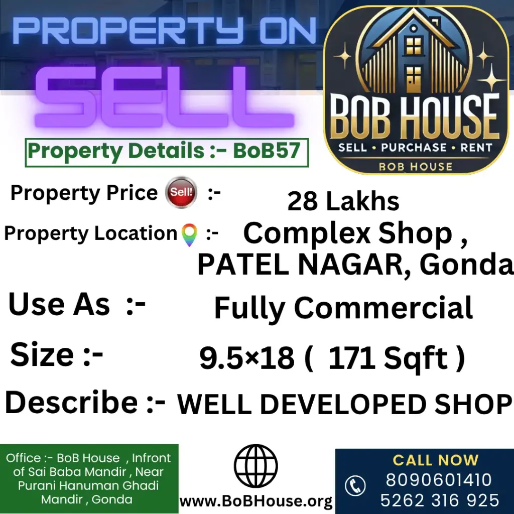 BoB57 , 171 Sqft complex Shop on sell , at Patel Nagar , Gonda
