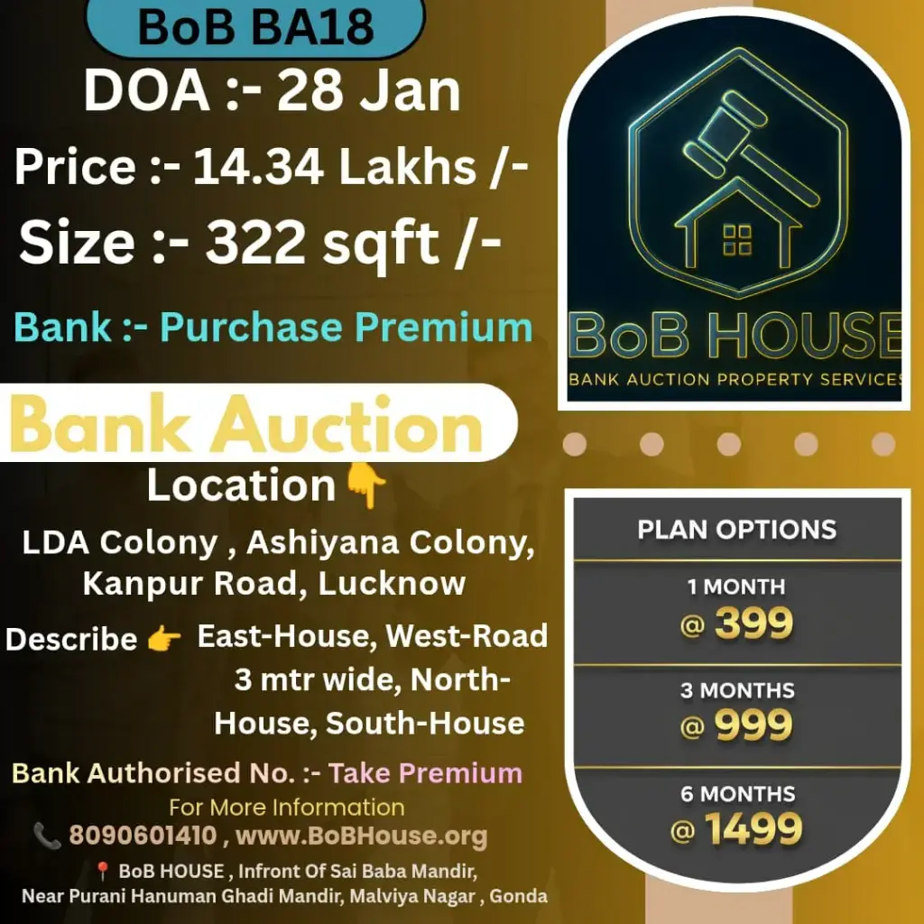 BoB BA18 , 322 SQFT , LDA / ASHIYANA COLONY, LUCKNOW