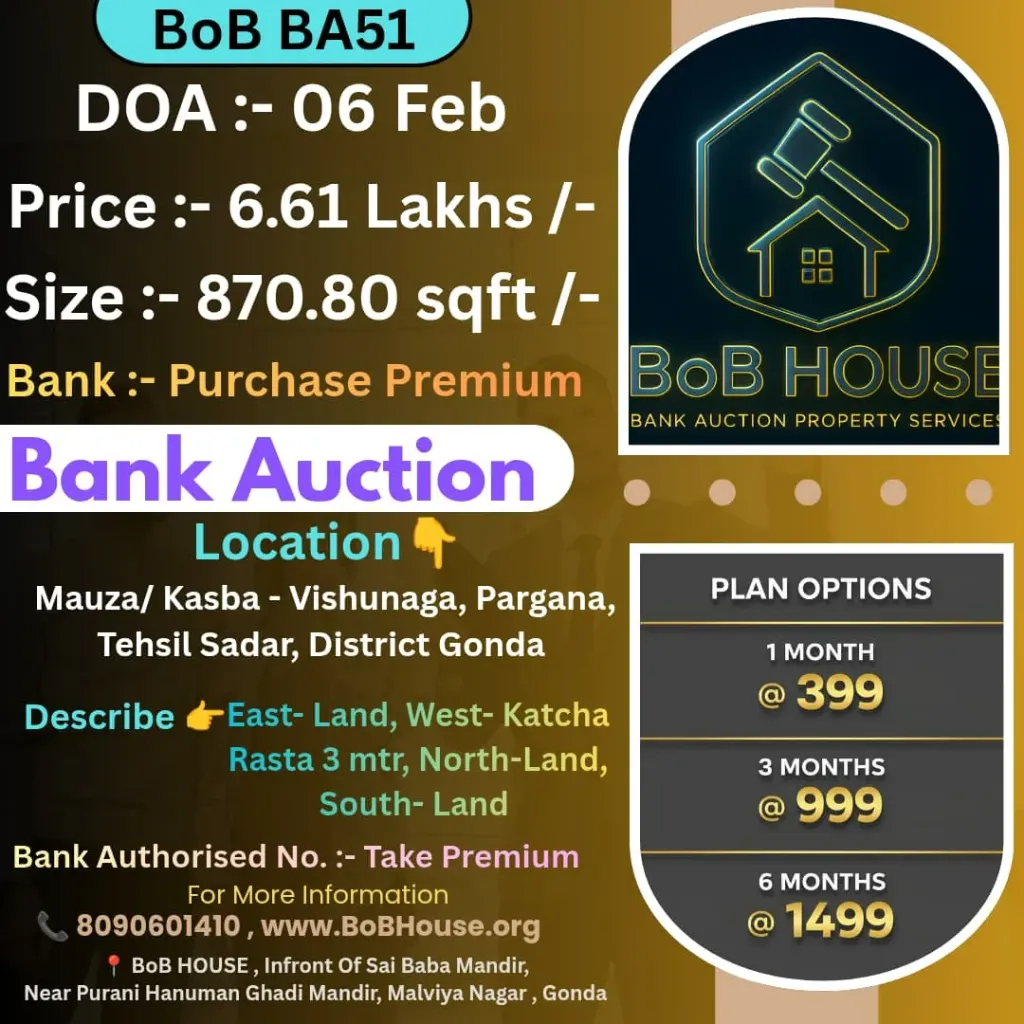 BoB BA51 , 870 SQFT , VISHNUNAGA , DISTRICT GONDA