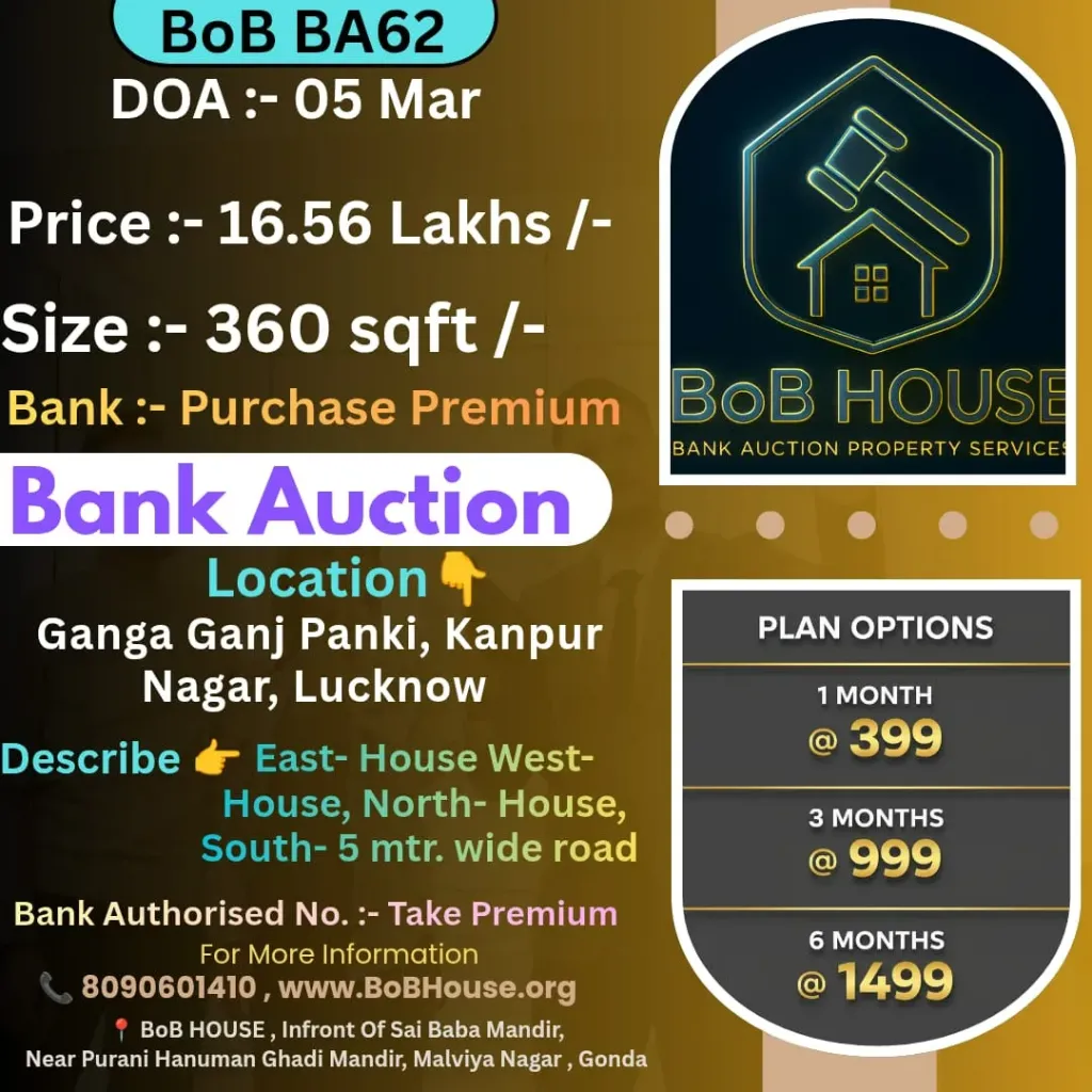 BoB BA62 , 360 SQFT , GANGA GANJ PANKI , KANPUR NAGAR , LUCKNOW