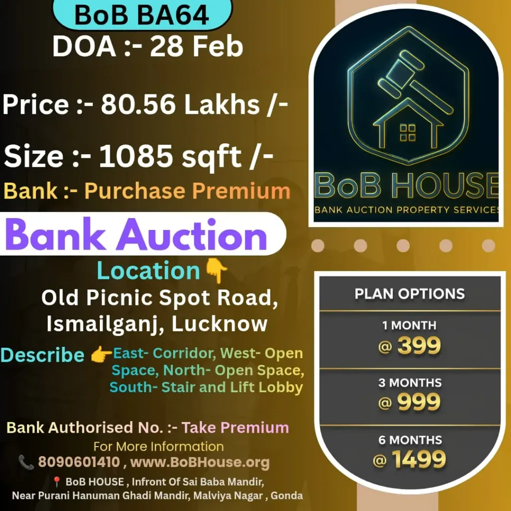 BoB BA64 , 1085 SQFT , ISMAILGANJ , LUCKNOW