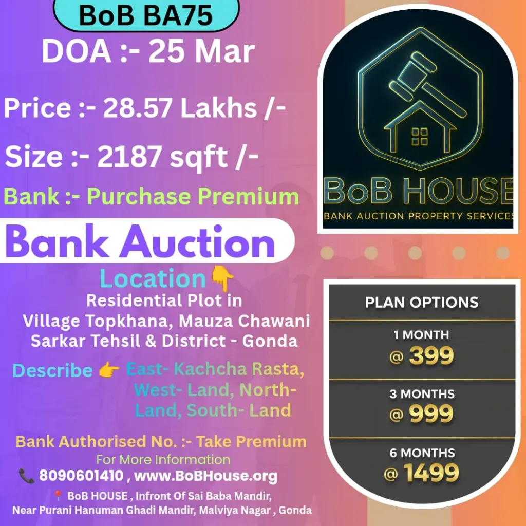 BoB BA75 , 2187 SQFT , MAUZA CHAWNI , GONDA
