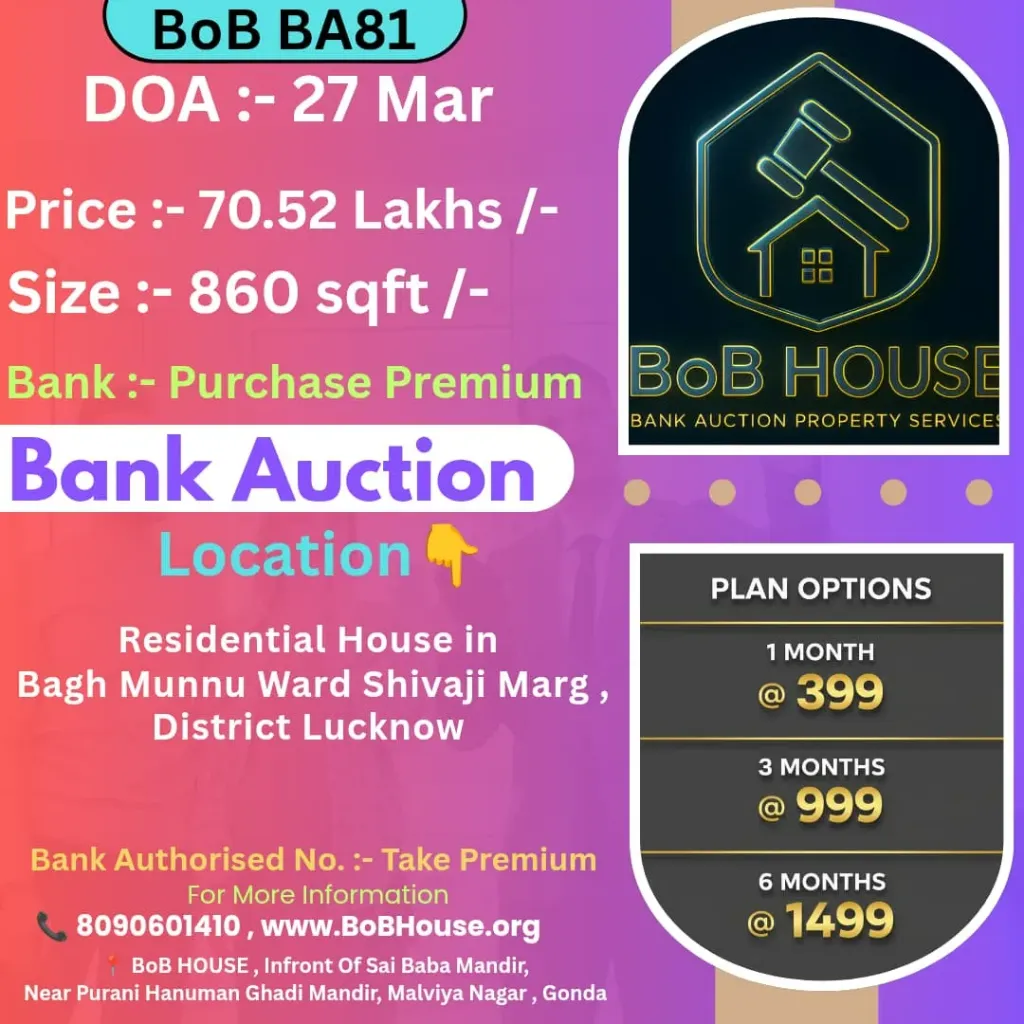 BoB BA81 , 860 SQFT , SHIVAJI MARG , LUCKNOW