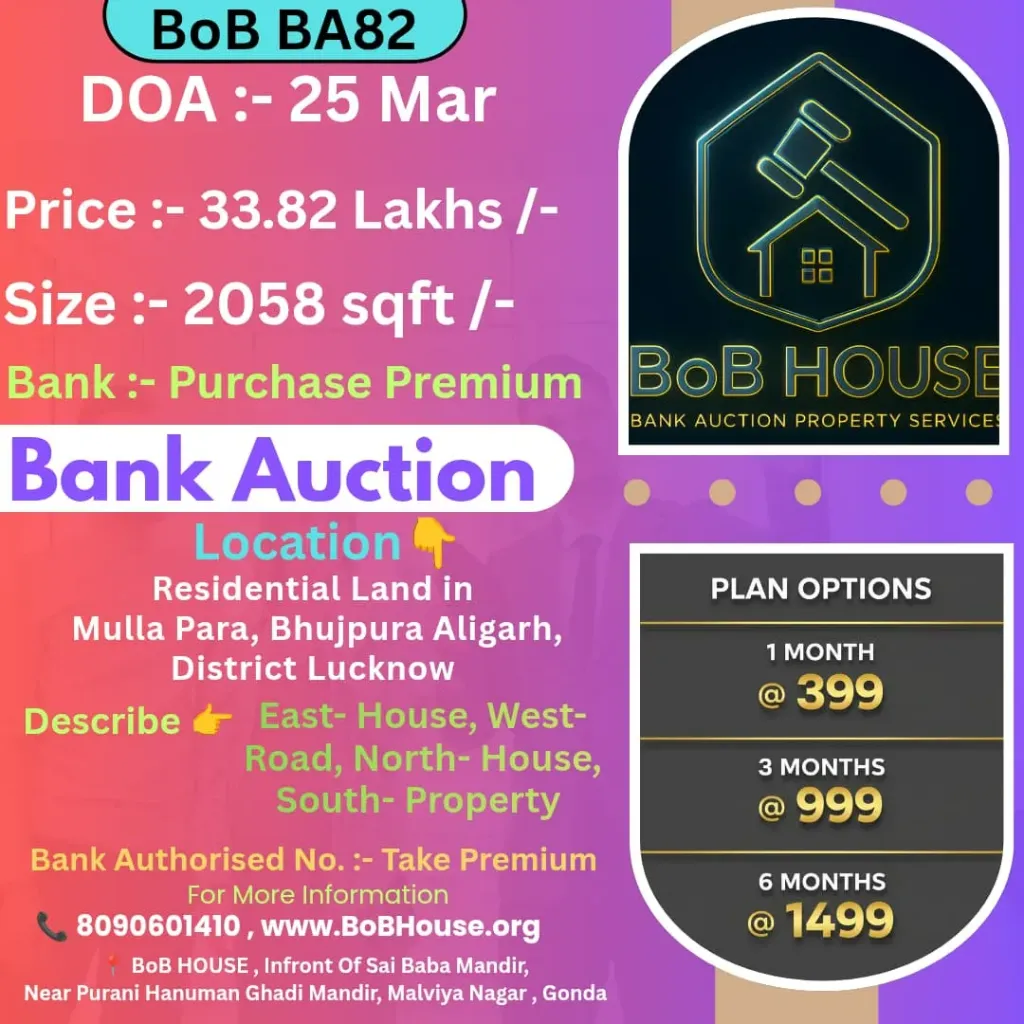 BoB BA 82 , 2058 SQFT, BHUJPURA ALIGARH , LUCKNOW