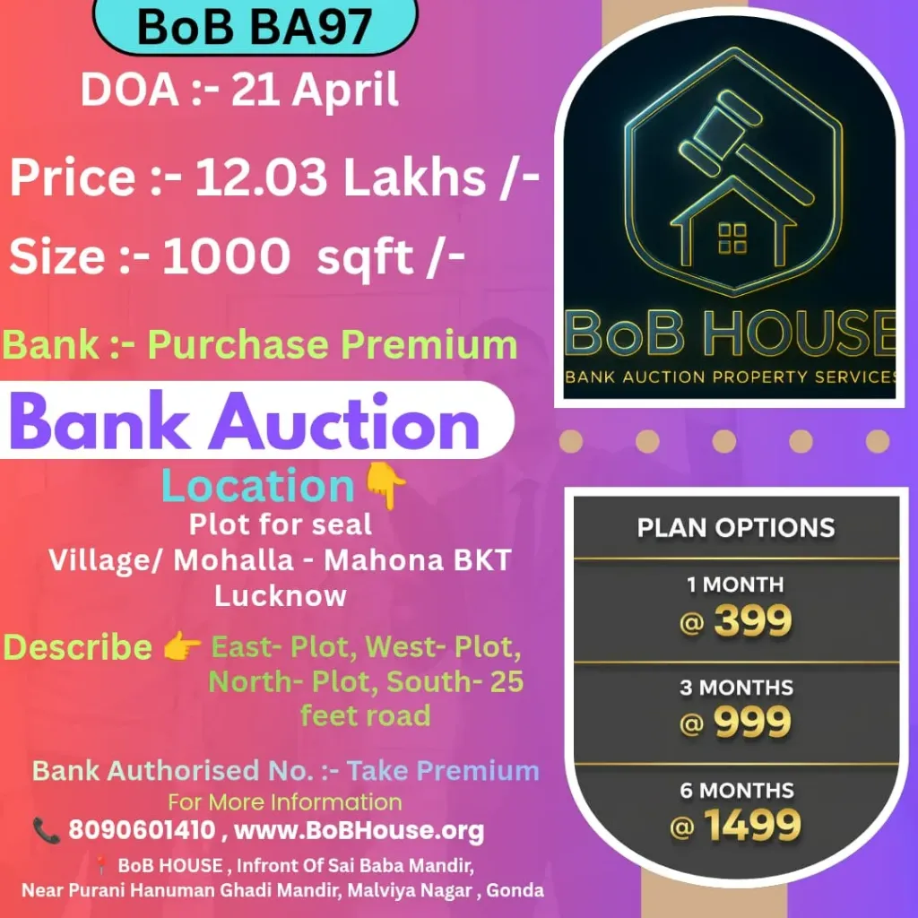 BoB BA97 , 1000 SQFT , MAHONA BKT , LUCKNOW