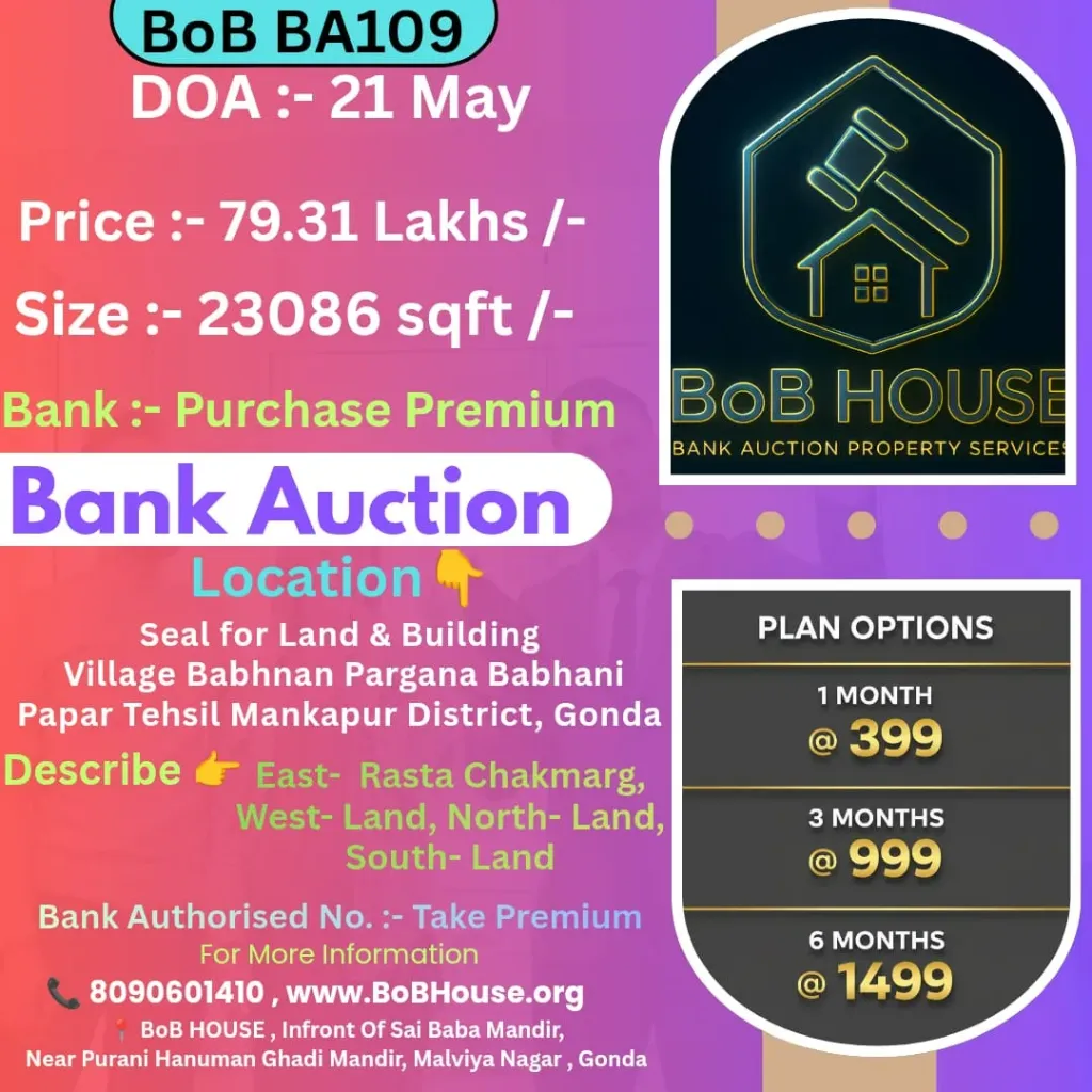 BoB BA109 , 23086 SQFT , BABHANAN , MANKAPUR GONDA