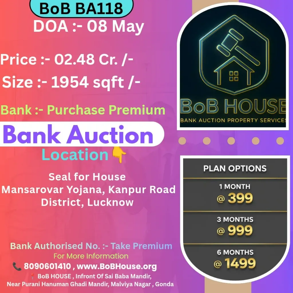BoB BA118 , 1954 SQFT , MANSAROWAR , KANPUR ROAD , LUCKNOW