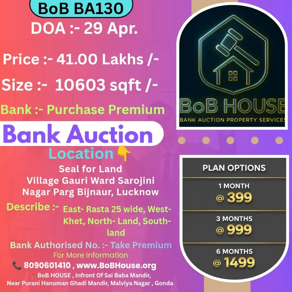 BoB BA130 , 10603 SQFT , SAROJINI NAGAR , BIJNOUR , LUCKNOW