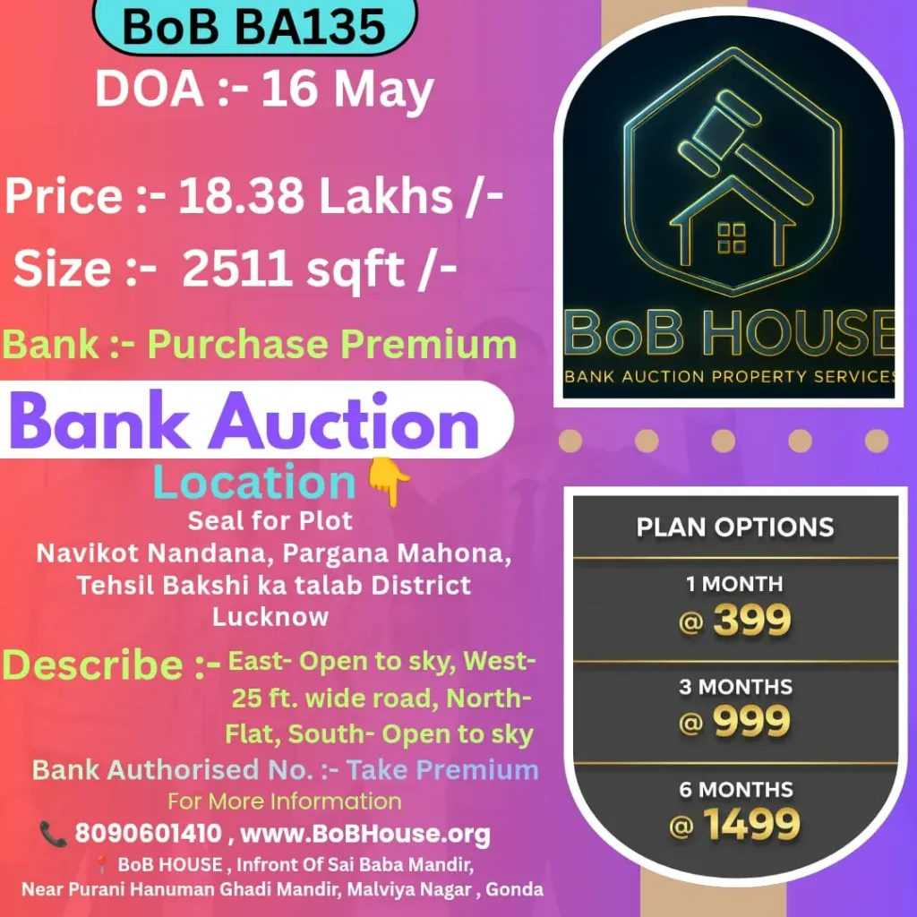 BoB BA135 , 2511 SQFT , NAVIKOT NADANA , BAKSI KA TALAB , LUCKNOW