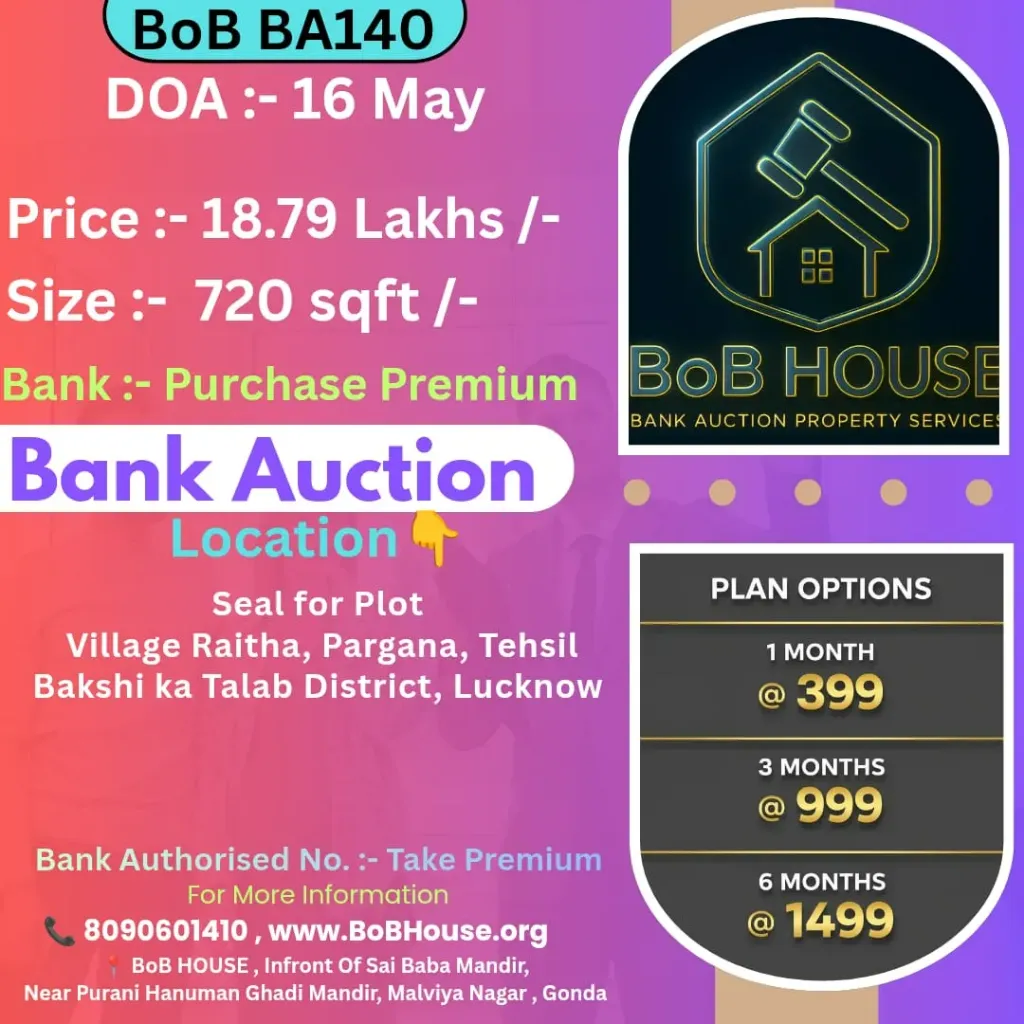 BoB BA140 , 720 SQFT , RAITHA , BAKSI KA TALAB , LUCKNOW