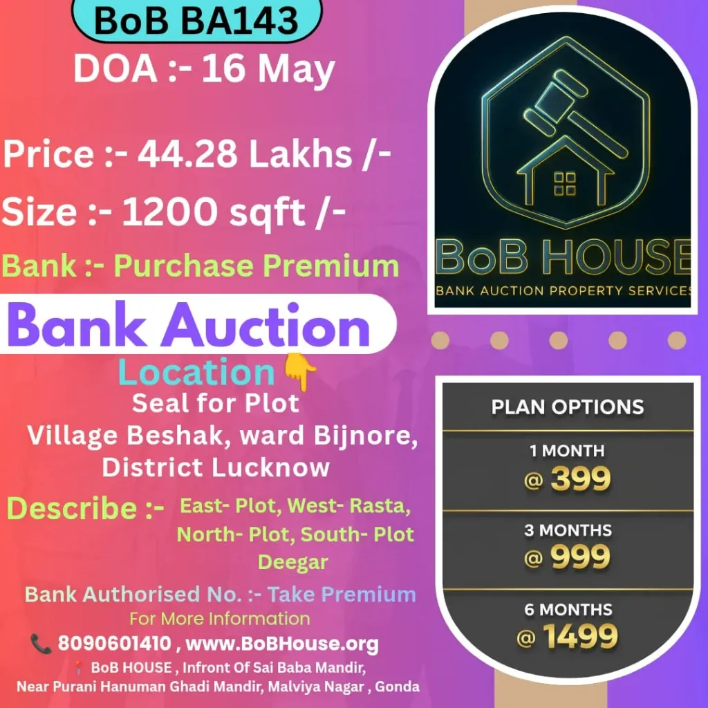 BoB BA143 , 1200 SQFT , BIJNORE , LUCKNOW