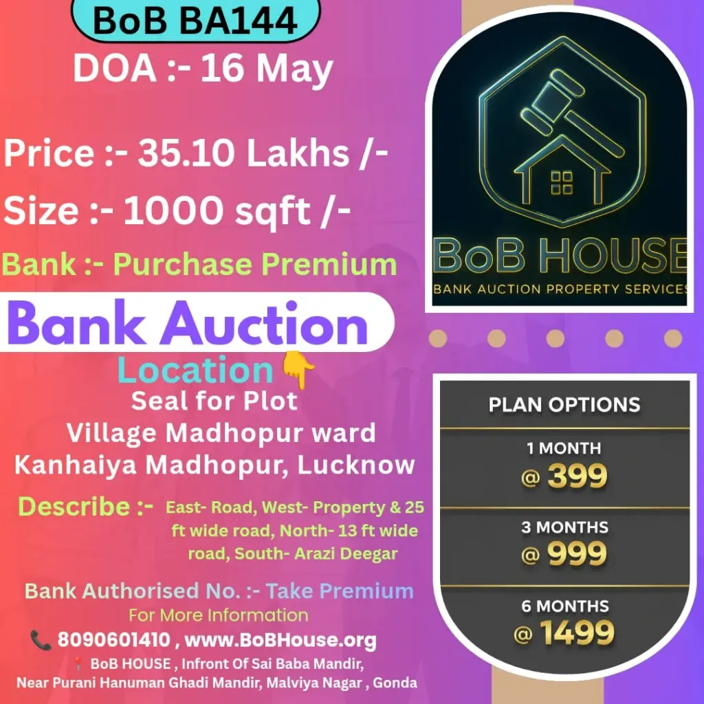 BoB BA144 , 1000 SQFT , KANHIYA MADHOPUR , LUCKNOW
