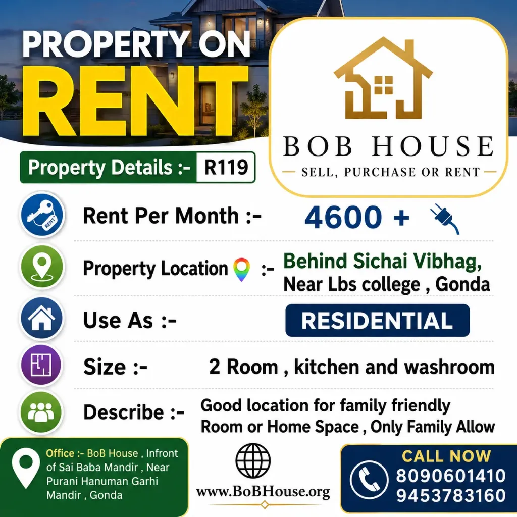 R119 , 2 Room Set On Rent , Behind Sichai Vibhag, Gonda