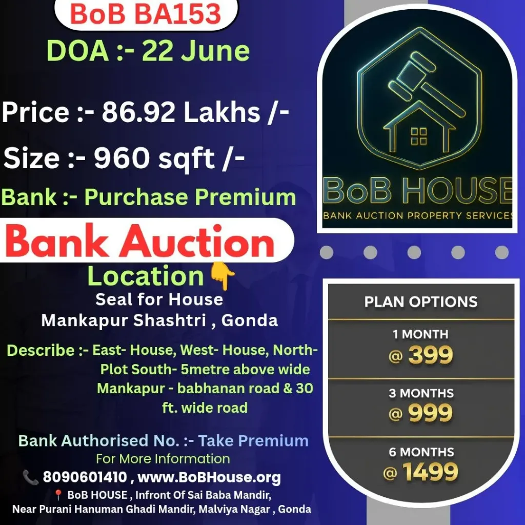 BOB BA153 , 960 SQFT , MANKAPUR SHASHTRI , GONDA
