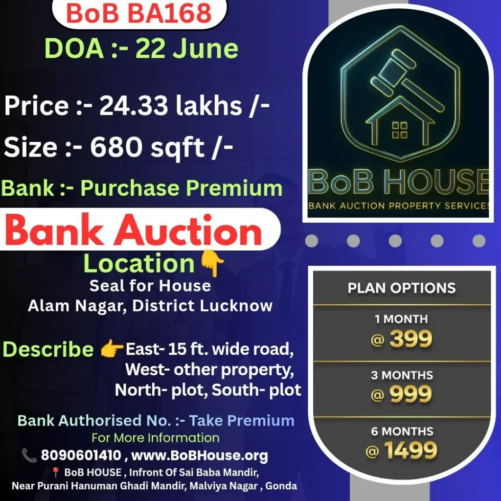 BOB BA168 , 680 SQFT , ALAM NAGAR , LUCKNOW