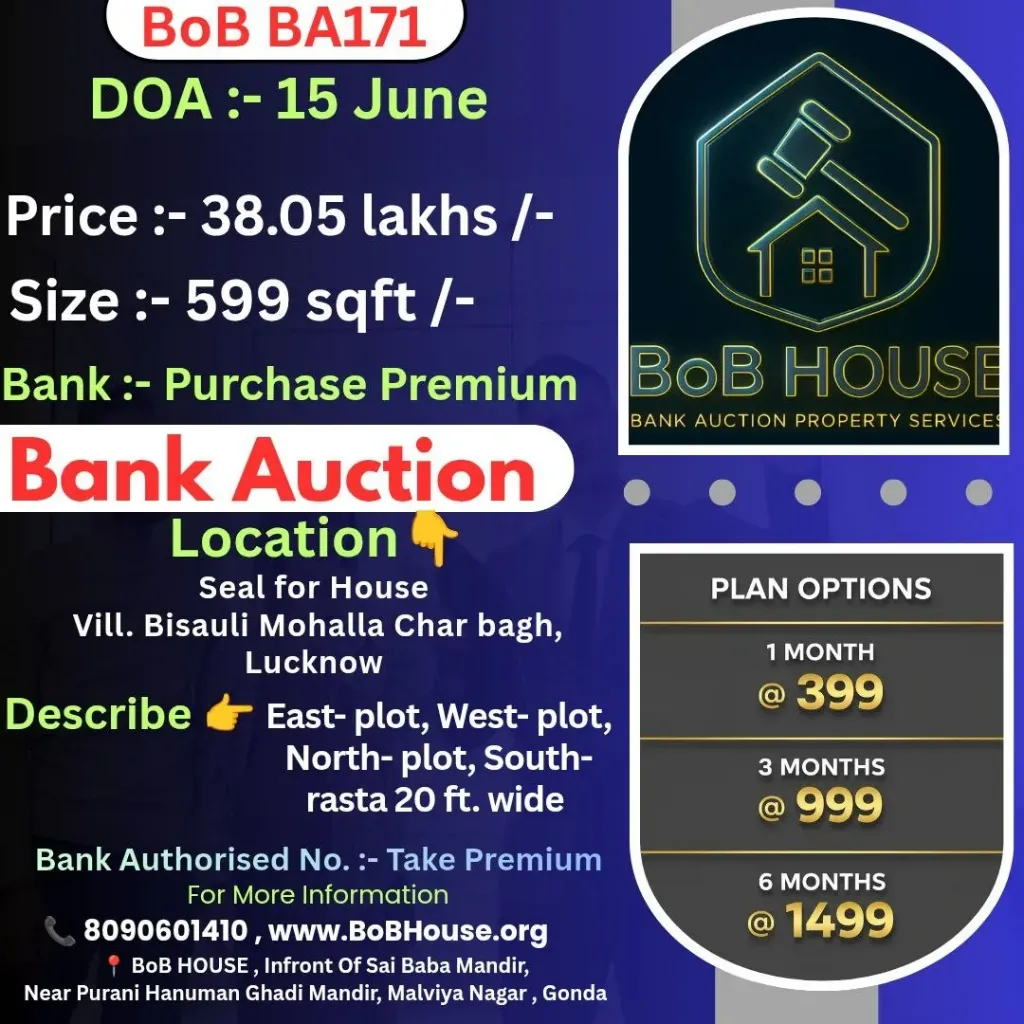 BOB BA171 , 599 SQFT , CHAR BAGH , LUCKNOW