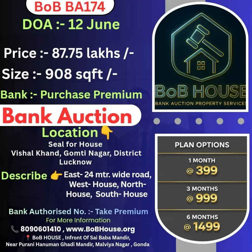 BOB BA174 , 908 SQFT , GOMTI NAGAR , LUCKNOW
