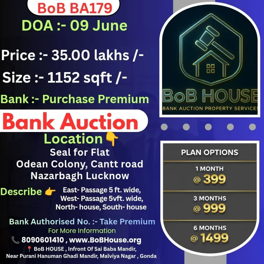 BOB BA179 , 1152 SQFT , ODEAN COLONY , NAZARBAGH LUCKNOW