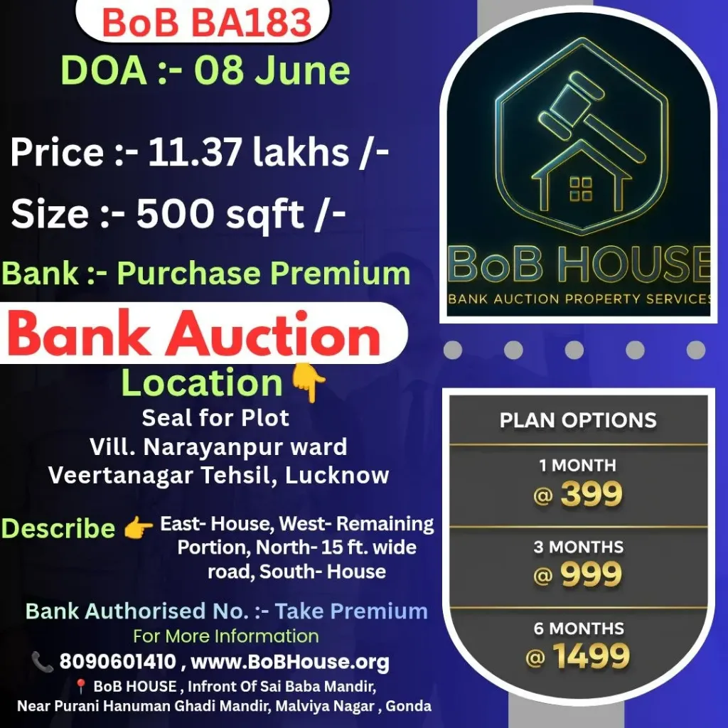 BOB BA183 , 500 SQFT NARAYANPUR , VEERTANAGAR , LUCKNOW