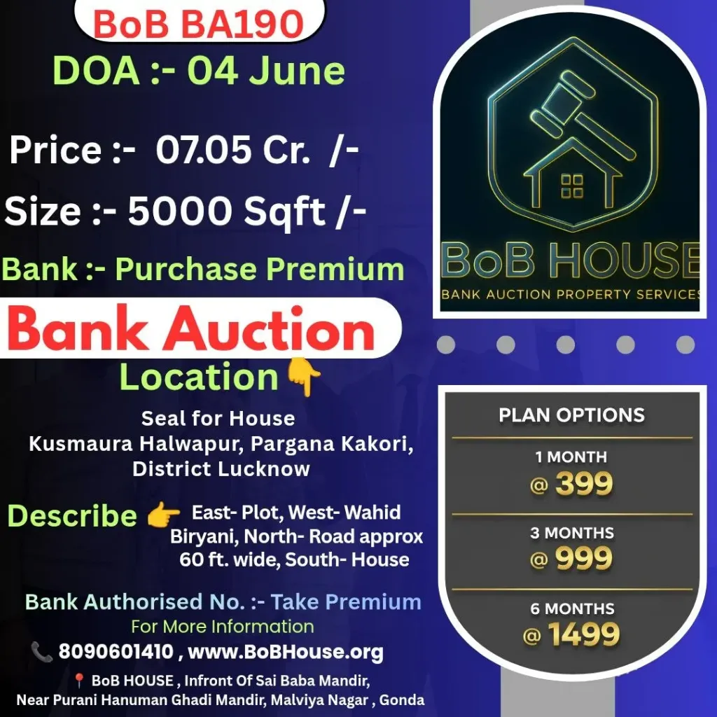BOB BA190 , 5000 SQFT , KASMAURA HALWAPUR , LUCKNOW