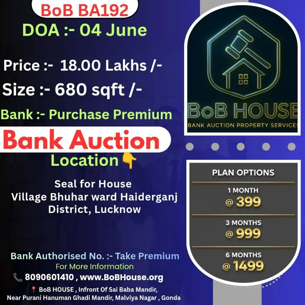 BOB BA192 , 680 SQFT , HAIDERGANJ , LUCKNOW