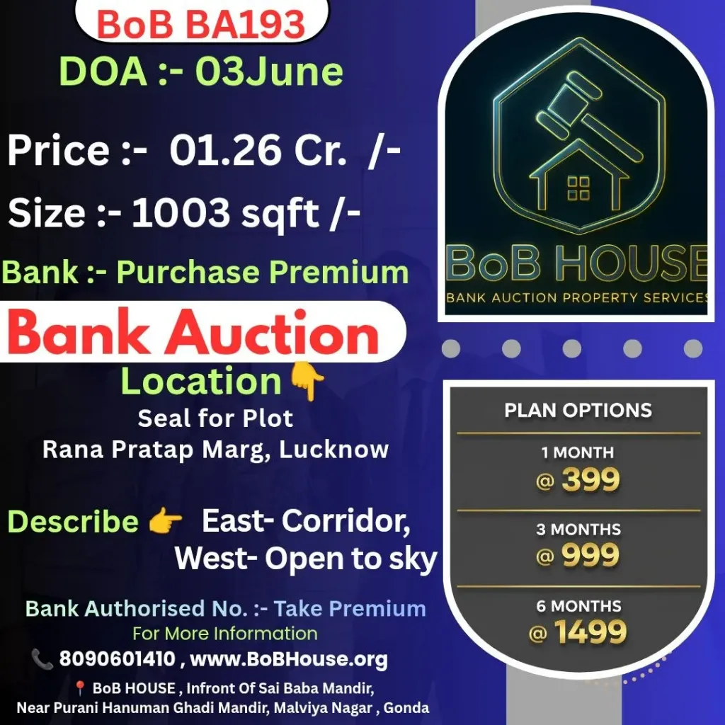BOB BA193 , 1003 SQFT , RANA PRATAP MARG , LUCKNOW