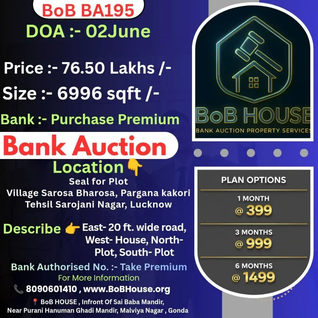 BOB BA195 , 6996 SQFT , SAROJINI NAGAR , LUCKNOW