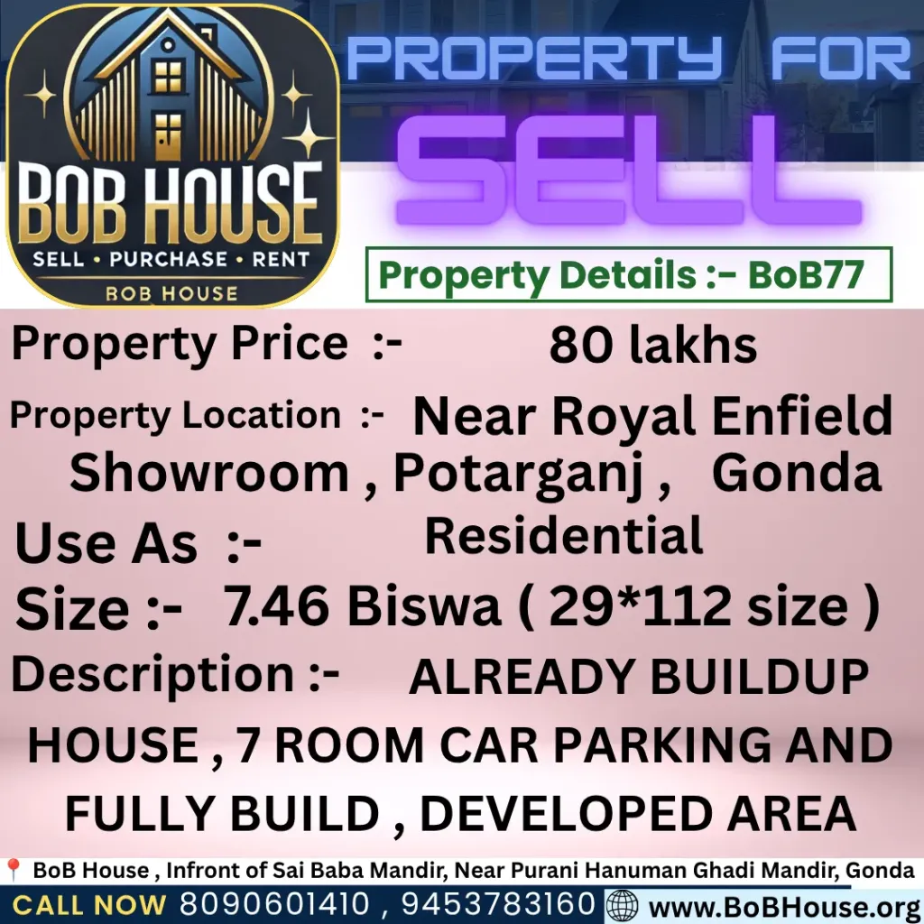 BoB77 , 3248 Sqft House On Sell , Near Royal Enfield Showroom, Potarganj, Gondaear Royal Enfield Showroom , Potarganj