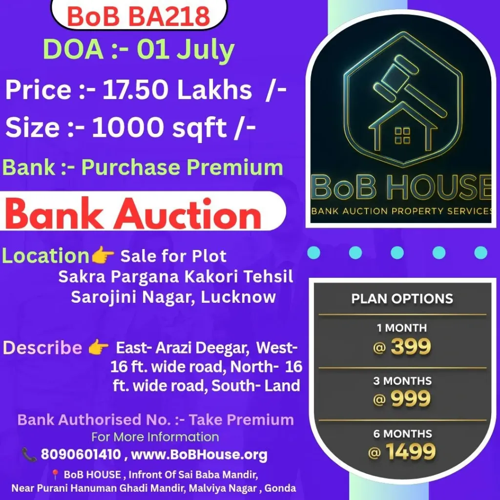 BoB BA218 , 1000 SQFT , SAROJINI NAGAR , LUCKNOW