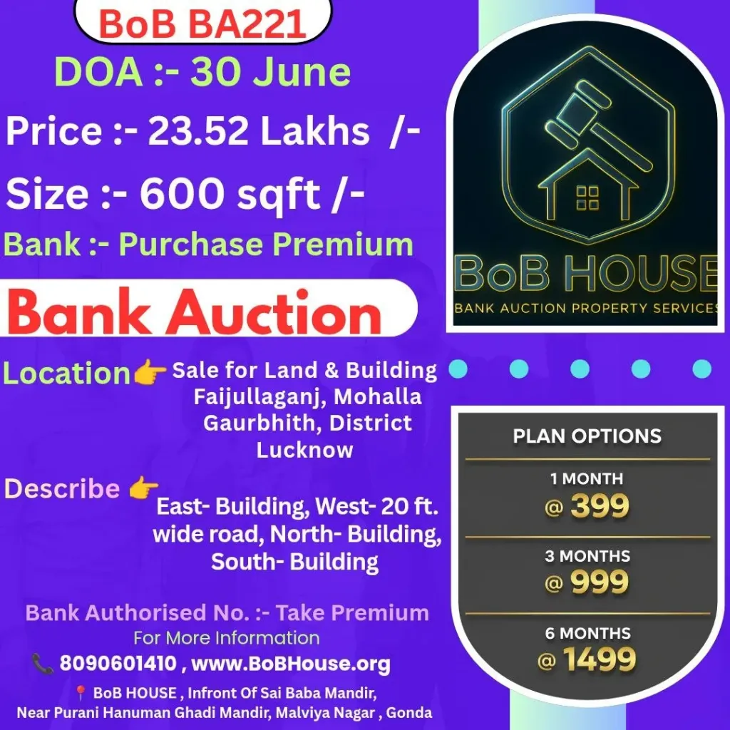BoB BA221 , 600 SQFT , FAIJULLAGANJ , LUCKNOW