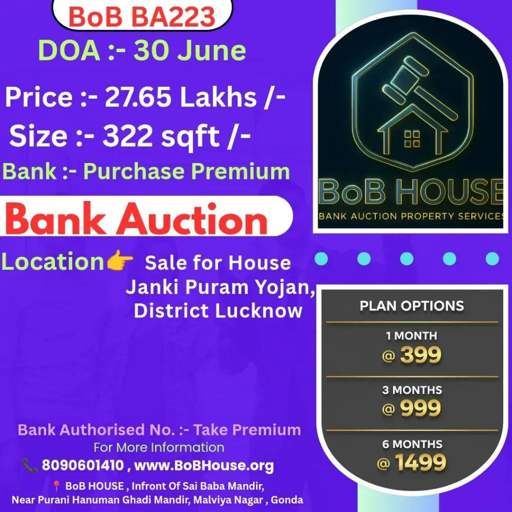 BoB BA223 , 322 SQFT , JANKI PURAM YOJAN , LUCKNOW