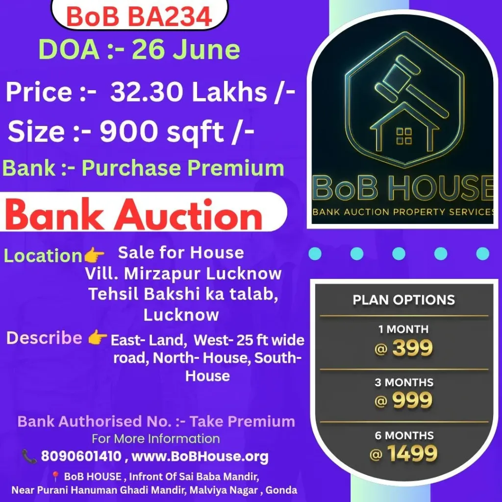 BoB BA234 , 900 SQFT , BAKSHI KA TALAB , LUCKNOW