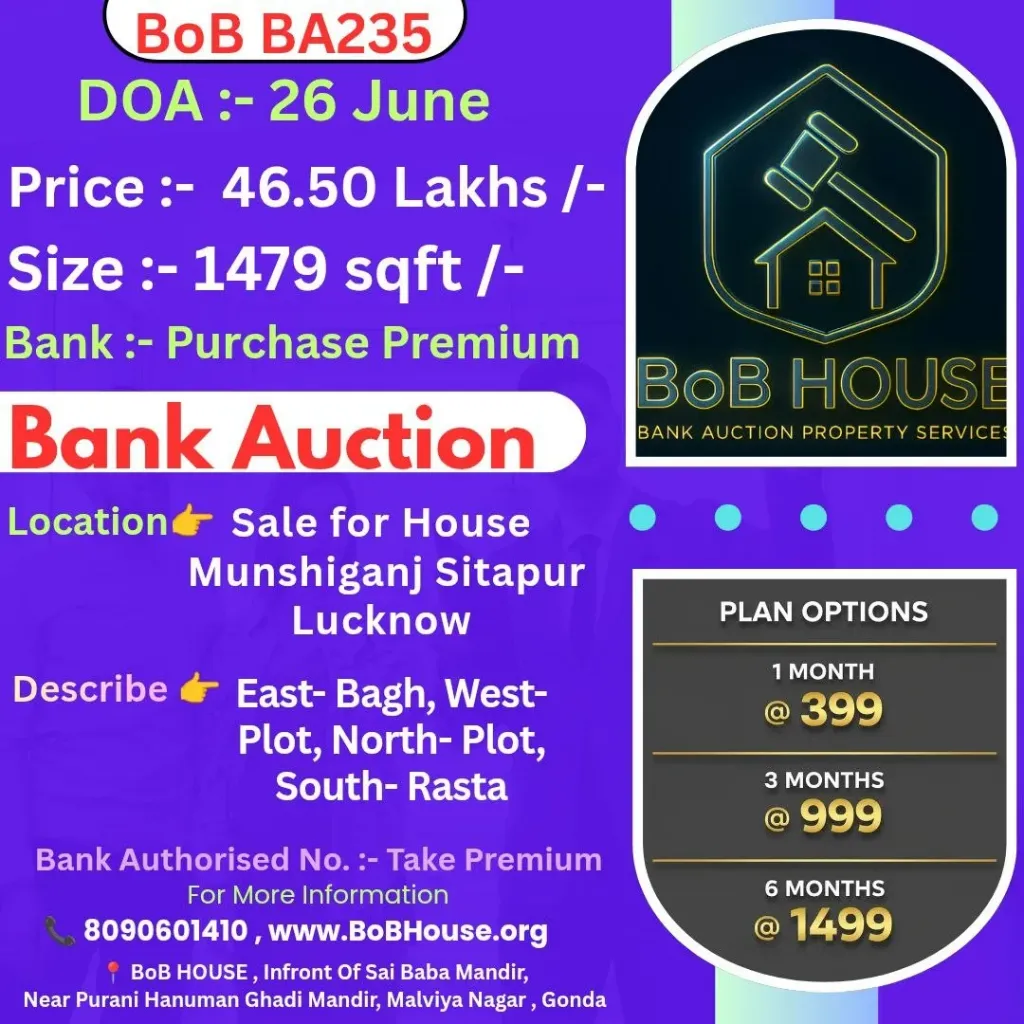 BoB BA235 , 1479 SQFT , MUNSHIGANJ SITAPUR , LUCKNOW