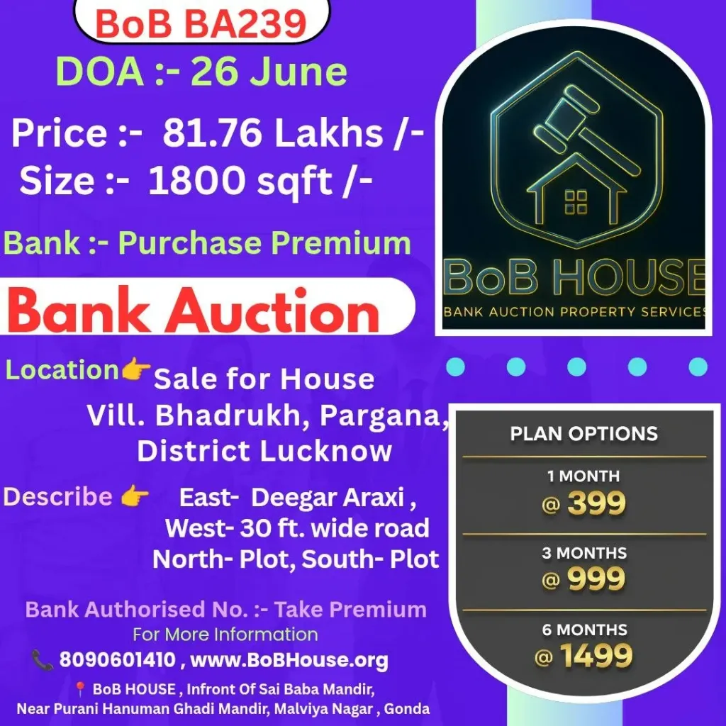 BoB BA239 , 1800 SQFT , BHADRUKH , LUCKNOW