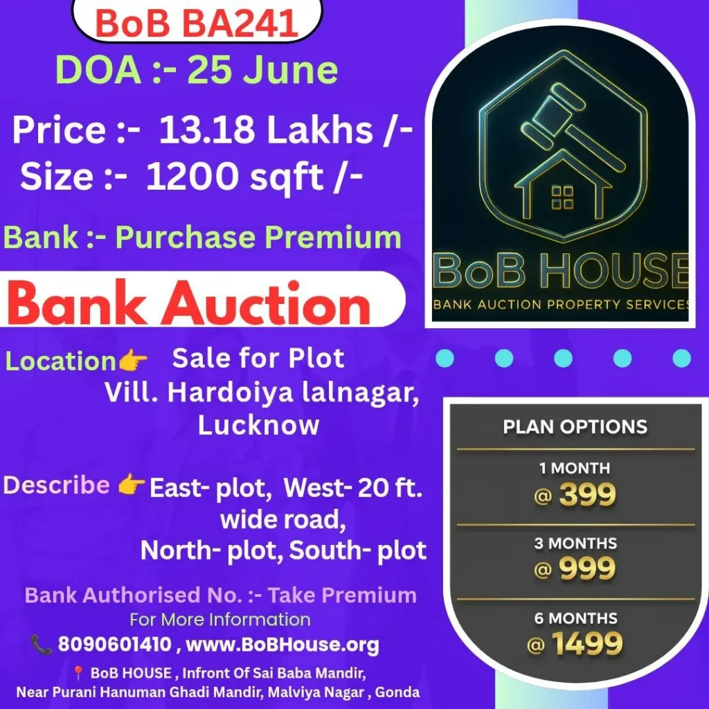 BoB BA241 , 1200 SQFT , HARDOIYA LALNAGAR , LUCKNOW