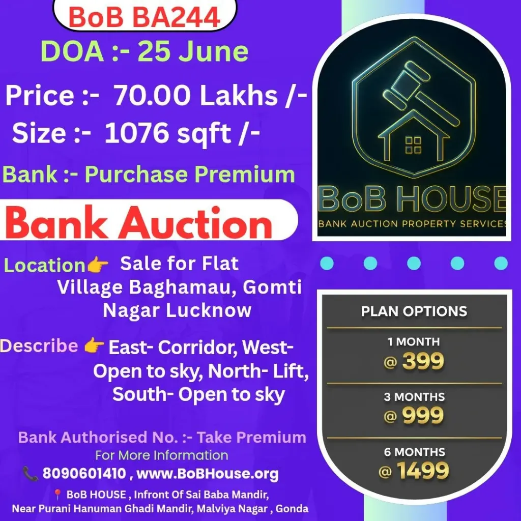 BoB BA244 , 1076 SQFT , BAGHAMAU , GOMTI NAGAR , LUCKNOW