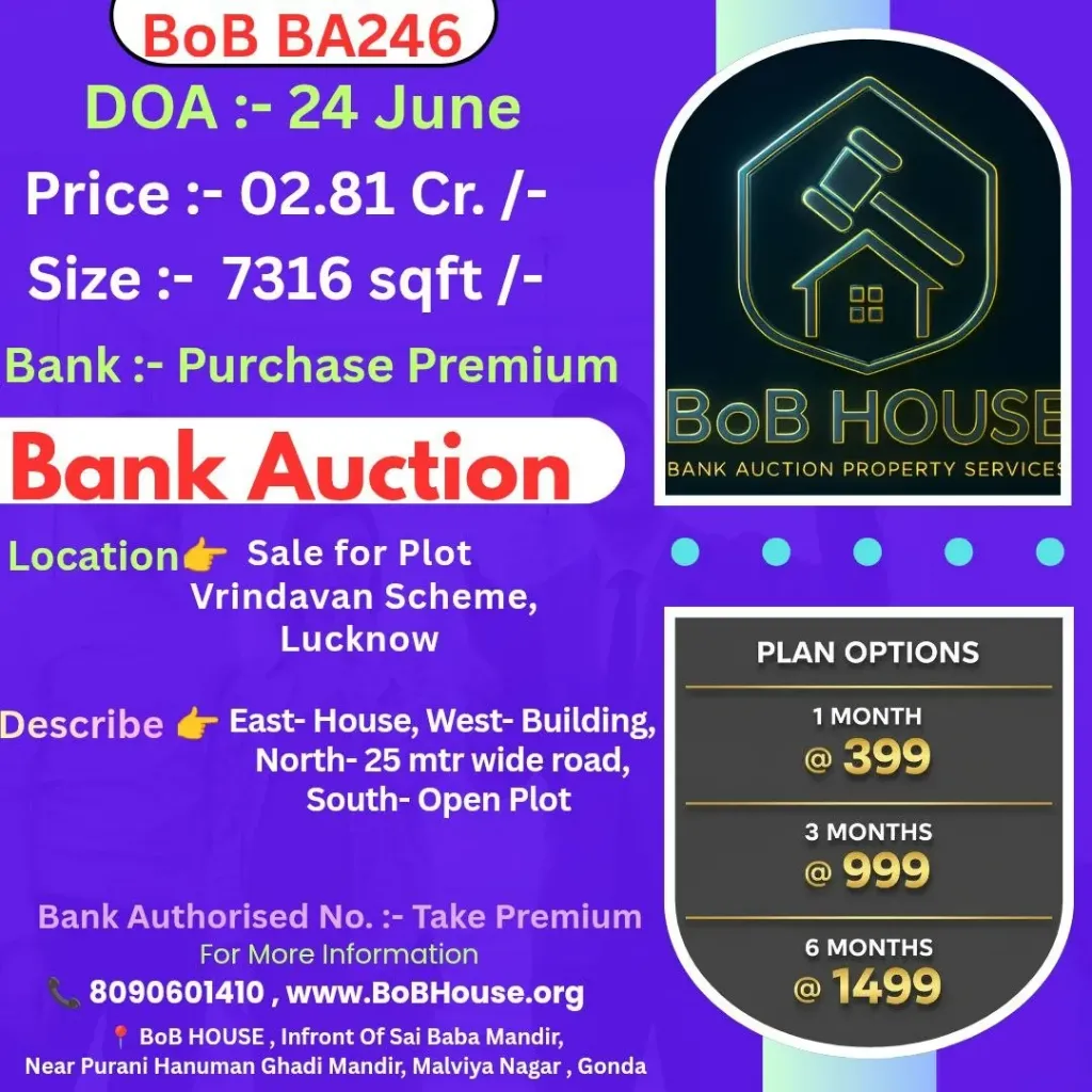 BoB BA246 , 7316 SQFT , VRINDAVAN SCHEME , LUCKNOW