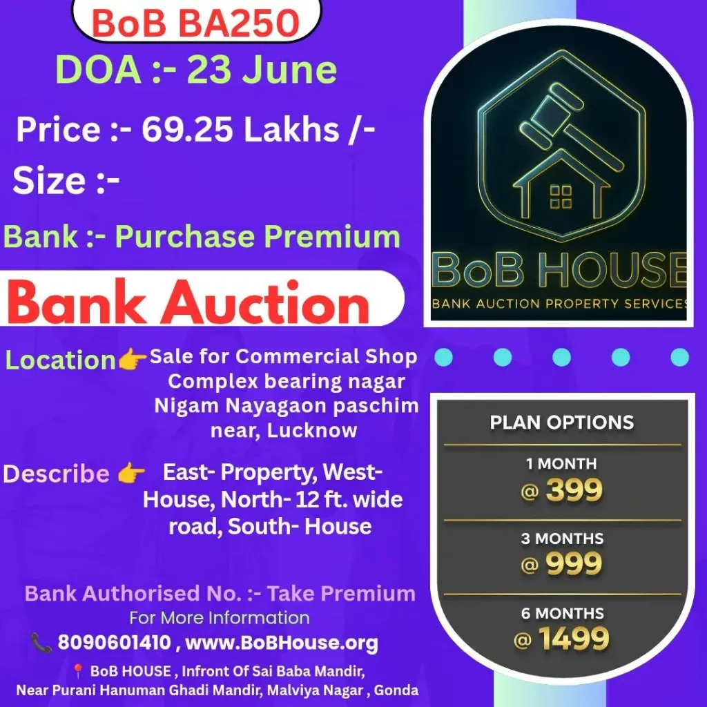 BoB BA250 , COMPLEX BEARING NAGAR NIGAM NAYAGAON PASCHIM , LUCKNOW