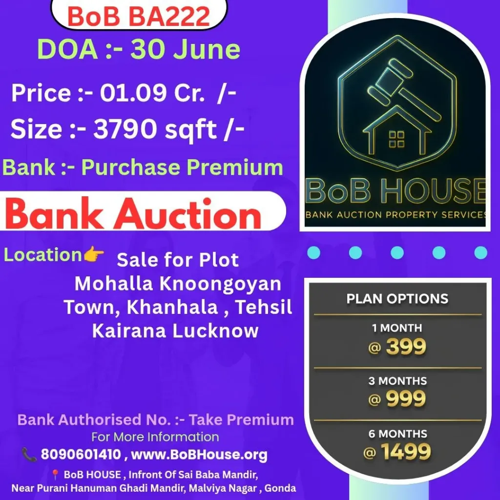 BoB BA222 , 3790 SQFT , KNOONGOYAN TOWN KAIRANA , LUCKNOW
