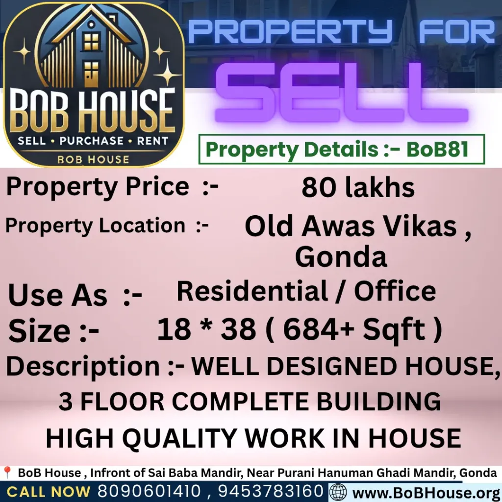 BoB81 , 684 Sqft House For Sell , Old Awas Vikas , Gonda