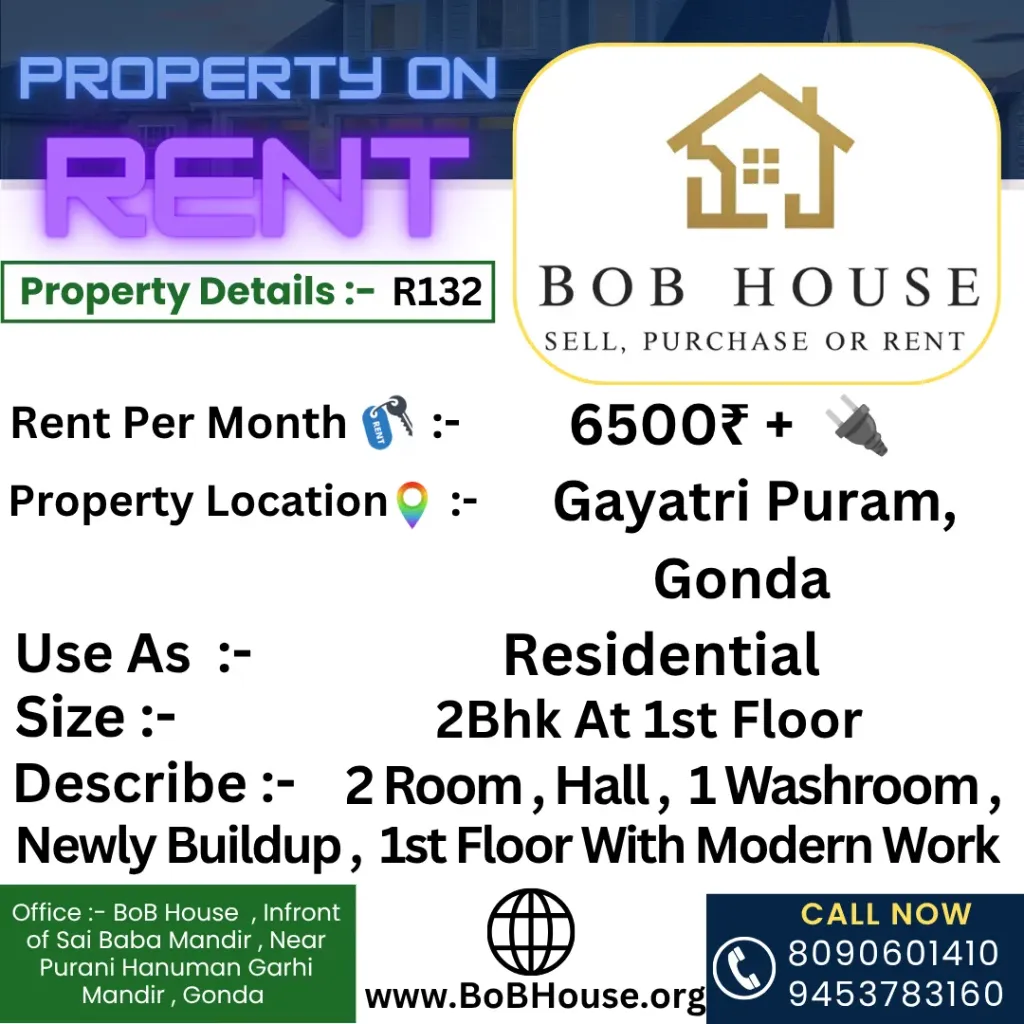 R132 , 2Bhk On Rent , Gayatri Puram, Gonda