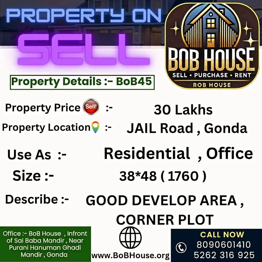1760 SQFT CORNER PLOT SELL ON JAIL ROAD , GONDA