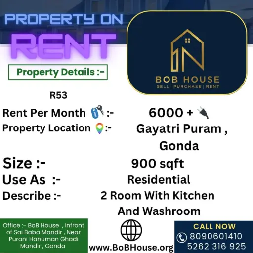 " R53 " 2BHK HOUSE ON RENT IN GAYATRI PURAM , GONDA
