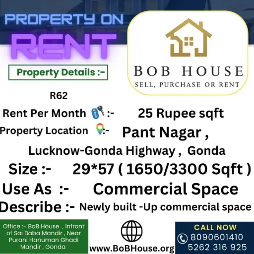 R61 , 1650/3300 SQFT COMMERCIAL AREA ON RENT , PANTNAGAR , LUCKNOW-GONDA HIGHWAY , GONDA