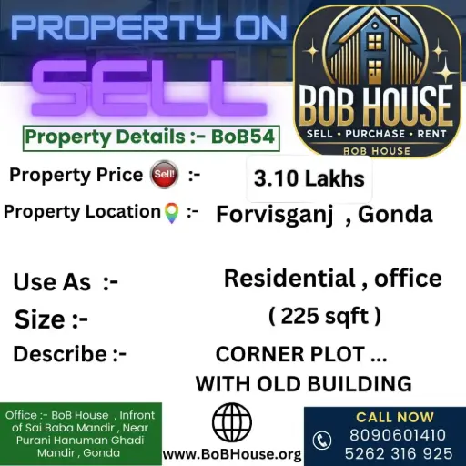 BoB54 , 225 SQFT PLOT ON SELL , NEAR FORVISHGANJ CHAURAHA , GONDA