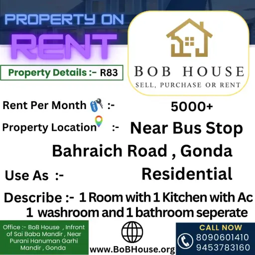 R83 , 1BHK ON RENT , NEAR BUS STOP, BAHRAICH ROAD, GONDA