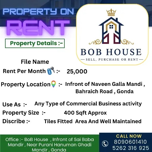 400 sqft area on rent infront of naveen galla mandi