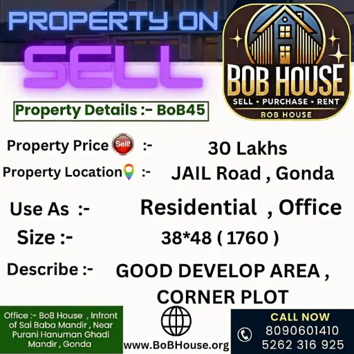 1760 SQFT CORNER PLOT SELL ON JAIL ROAD , GONDA